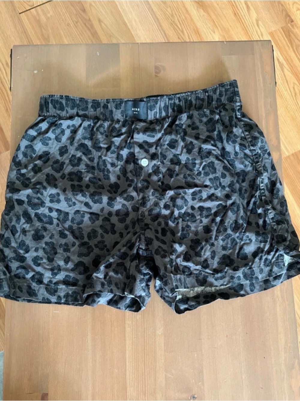 Aeropostale Gray and Black Leopard Print Boxer Shorts